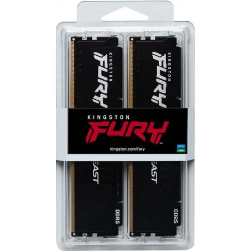 Kingston Fury Beast DDR5 32GB RAM με 2x16GB Modules και Ταχύτητα 5600 για DesktopΚωδικός: KF556C36BBEK2-32