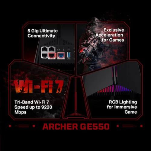 TP-LINK Archer GE550 Ασύρματο Router Wi‑Fi 7 με 4 Θύρες