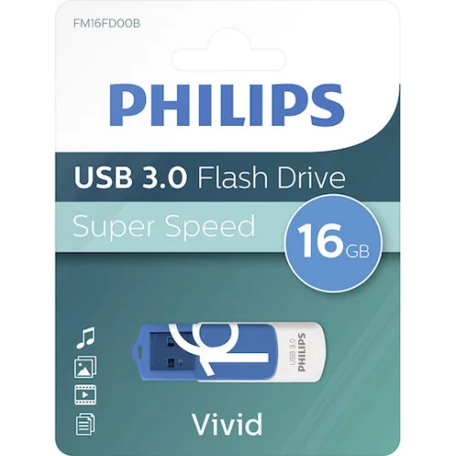 Philips Vivid Edition 16GB USB 3.0 Stick Μπλε