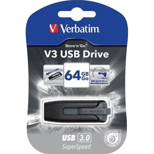 Verbatim Store 'n' Go V3 64GB USB 3.0 Stick Μαύρο