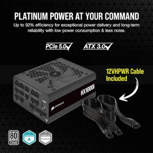 Corsair HX1000i Shift 1000W Μαύρο Τροφοδοτικό Υπολογιστή Full Modular Cybenetics Platinum
