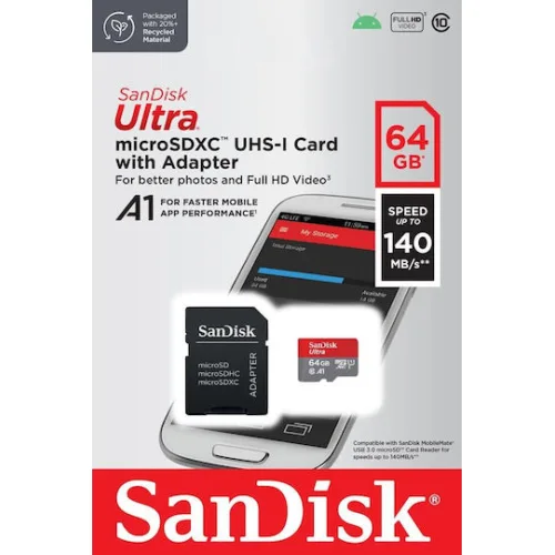 Sandisk Ultra microSDXC 64GB U1 A1 UHS-I 140MB/s