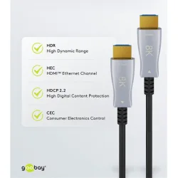 Goobay HDMI 2.1 Ultra High Speed 48Gbps 4K 120Hz HDR VRR Cable HDMI male - HDMI male 20m Μαύρο
Κωδικός: 65559