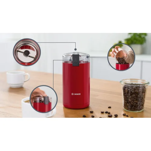 Bosch Ηλεκτρικός Μύλος Καφέ 180W με Χωρητικότητα 75gr ΚόκκινοςΚωδικός: TSM6A014R