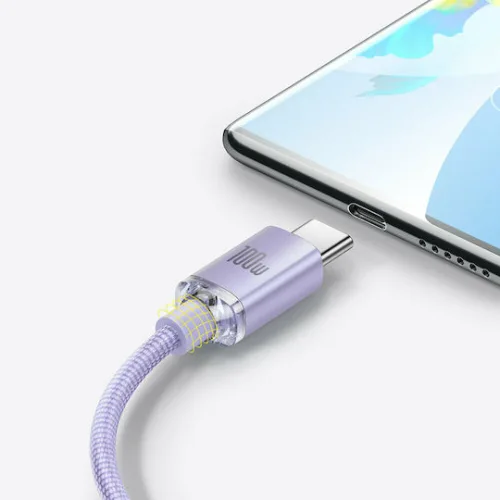 Baseus Crystal Shine Braided USB 2.0 Cable USB-C male - USB-A 100W PD Μωβ 1.2m CAJY000405