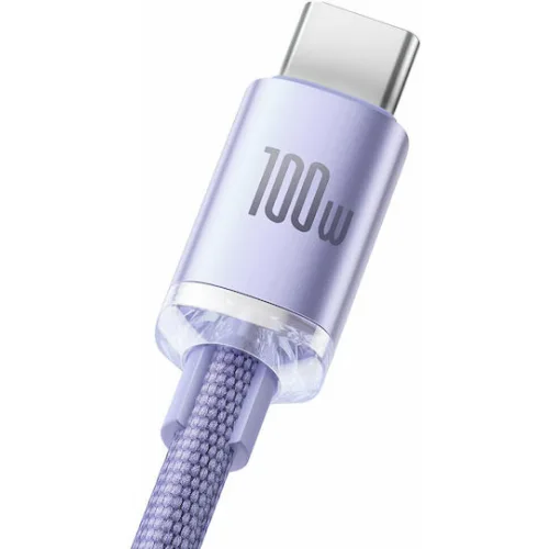 Baseus Crystal Shine Braided USB 2.0 Cable USB-C male - USB-A 100W PD Μωβ 1.2m CAJY000405
