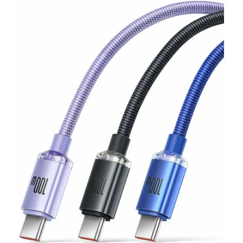 Baseus Crystal Shine Braided USB 2.0 Cable USB-C male - USB-A 100W PD Μωβ 1.2m CAJY000405