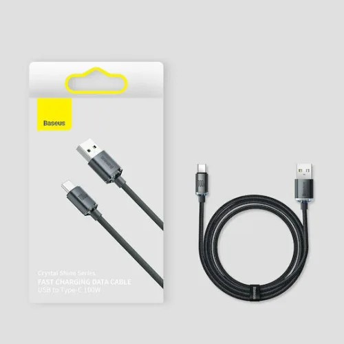 Baseus Crystal Shine Braided USB 2.0 Cable USB-C male - USB-A 100W PD Μωβ 1.2m CAJY000405