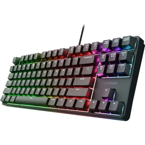 Trust 25724 Gaming Μηχανικό Πληκτρολόγιο Tenkeyless με Huano Brown διακόπτες και RGB φωτισμό (Αγγλικό US)
