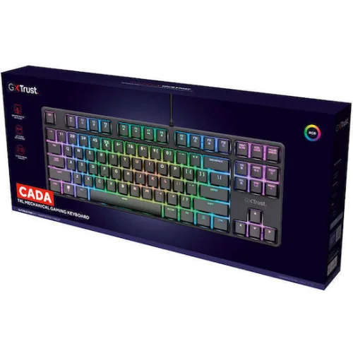 Trust 25724 Gaming Μηχανικό Πληκτρολόγιο Tenkeyless με Huano Brown διακόπτες και RGB φωτισμό (Αγγλικό US)