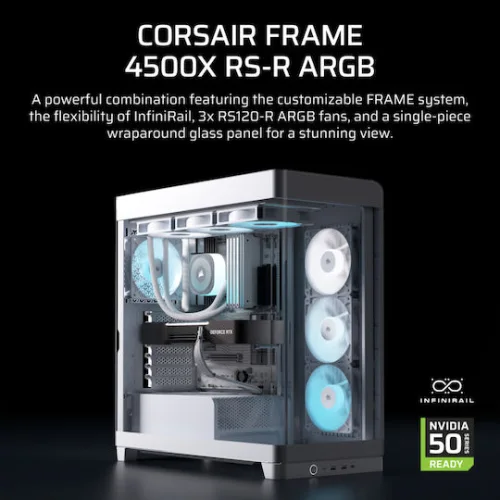 Corsair Frame 4500X RS-R ARGB Gaming Midi Tower Κουτί Υπολογιστή με Πλαϊνό Παράθυρο Λευκό
