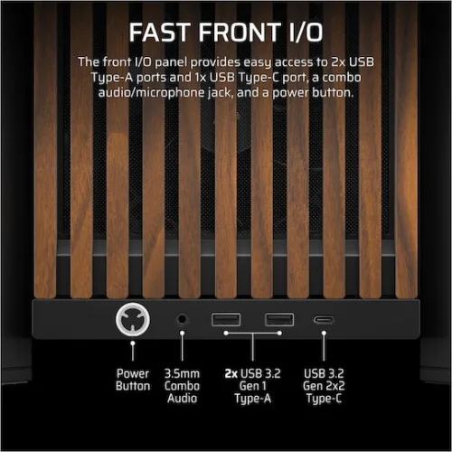 Corsair FRAME 4000D WOOD RS Gaming Midi Tower Κουτί Υπολογιστή με Πλαϊνό Παράθυρο Black/Walnut