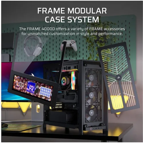Corsair FRAME 4000D WOOD RS Gaming Midi Tower Κουτί Υπολογιστή με Πλαϊνό Παράθυρο Black/Walnut