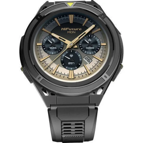 HiFuture Active Aluminium Αδιάβροχο Smartwatch με Παλμογράφο (Black Yellow)