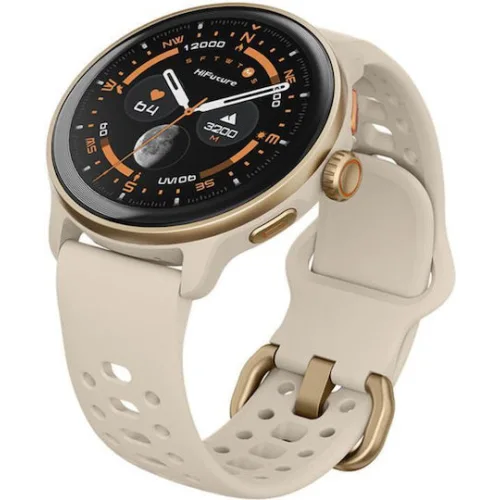 HiFuture Vela Stainless Steel 47mm Smartwatch με Παλμογράφο (Μπεζ)