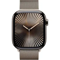 Apple Watch Series 10 Cellular Titanium 42mm Αδιάβροχο με eSIM και Παλμογράφο (Gold - Milanese Loop Natural)