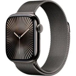 Apple Watch Series 10 Cellular Titanium 42mm Αδιάβροχο με eSIM και Παλμογράφο (Slate Titanium με Slate Milanese Loop)