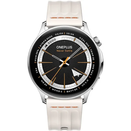 OnePlus Watch Lite Stainless Steel 45mm Αδιάβροχο με Παλμογράφο (Ασημί)