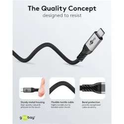 Goobay Braided USB 3.0 Cable USB-C male - USB-C 240W PD Μαύρο 1.5m 74776 Bulk
