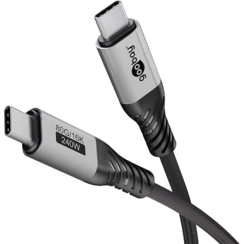 Goobay Braided USB 3.0 Cable USB-C male - USB-C 240W PD Μαύρο 1.5m 74776 Bulk