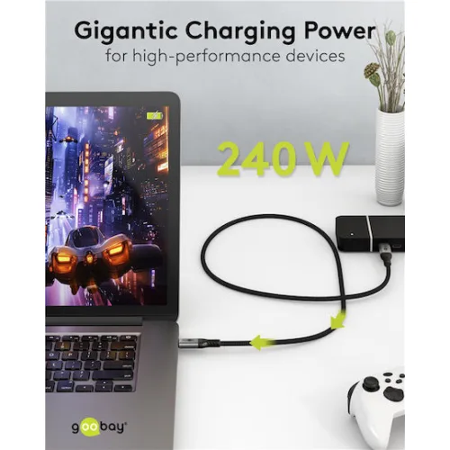 Goobay Braided USB 3.0 Cable USB-C male - USB-C 240W PD Μαύρο 1.5m 74776 Bulk