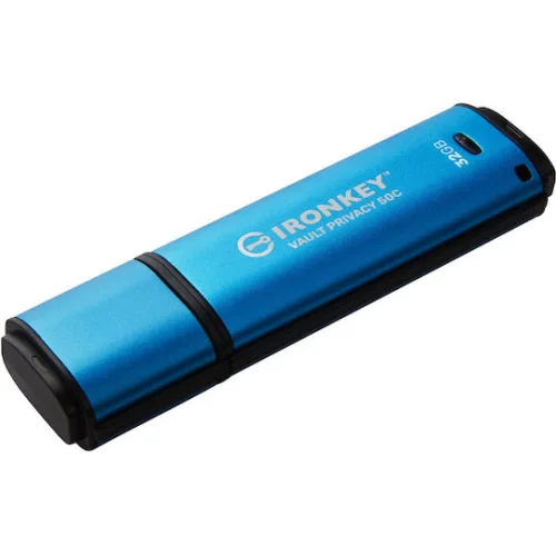 Kingston IronKey Vault Privacy 50 32GB USB 3.2 Stick με σύνδεση USB-C Μπλε