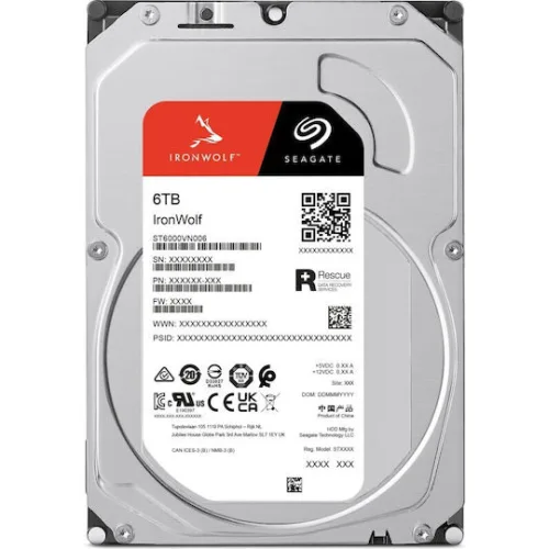 Seagate Ironwolf 6TB HDD Σκληρός Δίσκος 3.5" SATA III 5400rpm με 256MB Cache για NAS ST6000VN006