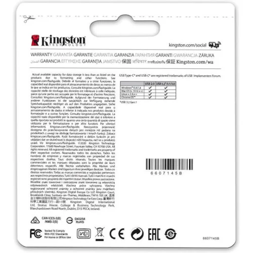 Kingston DataTraveler MicroDuo 3C 64GB USB 3.1 Stick με σύνδεση USB-A & USB-C Μωβ