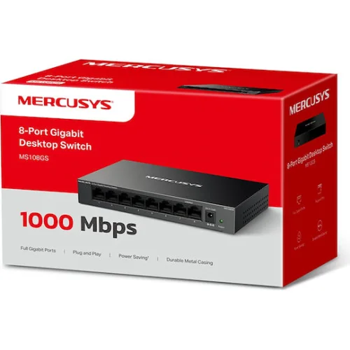 Mercusys MS108GS-M2 Unmanaged L2 Switch με 8 Θύρες Gigabit (1Gbps) Ethernet