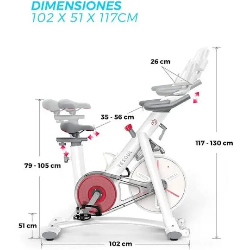 Yesoul S3 Ποδήλατο Spinning Μαγνητικό με Ροδάκια Λευκό