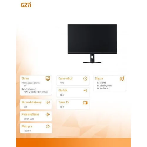 Xiaomi G27i IPS HDR Gaming Monitor 27" FHD 1920x1080 165Hz με Χρόνο Απόκρισης 1ms GTG