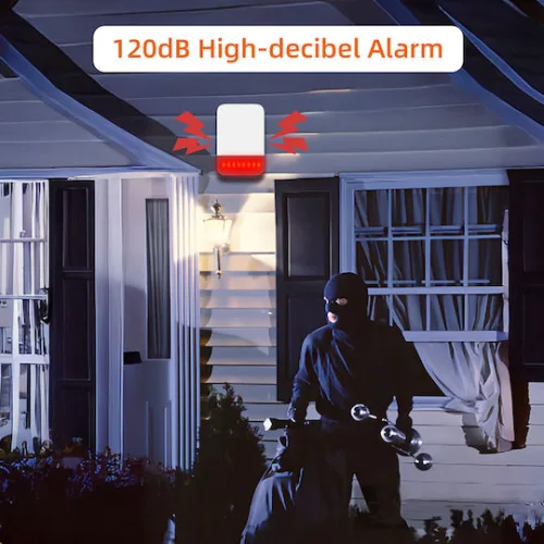 Powertech RF Σειρήνα Συναγερμού Μπαταρίας Εξωτερικού Χώρου 120dB με Κόκκινο Φως 18x27εκ.