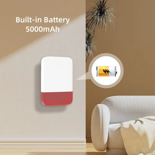 Powertech RF Σειρήνα Συναγερμού Μπαταρίας Εξωτερικού Χώρου 120dB με Κόκκινο Φως 18x27εκ.