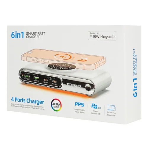 Powertech Βάση Φόρτισης με 2 Θύρες USB-A και 2 Θύρες USB-C 72W Power Delivery / Quick Charge 3.0 σε Λευκό χρώμα (PT-1624)