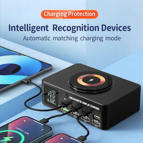 Powertech Βάση Φόρτισης με 4 Θύρες USB-A και 4 Θύρες USB-C 140W Power Delivery / Quick Charge 4.0 σε Μαύρο χρώμα (PT-1625)