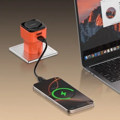 Ldnio Φορτιστής με Θύρα USB-A και Θύρα USB-C και Καλώδιο USB-C - USB-C 45W Πορτοκαλί (Q2420)