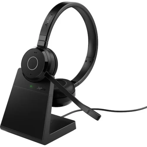 Jabra Evolve 65 TE Link 390a MS Stereo Stand Ασύρματα On Ear Multimedia Ακουστικά με μικρόφωνο και σύνδεση Bluetooth / USB-A