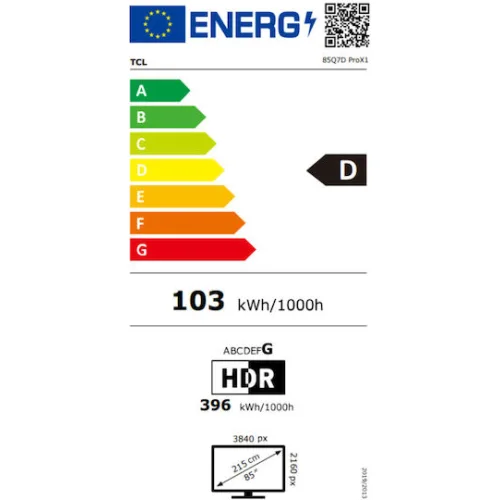 TCL Smart Τηλεόραση 85" 4K UHD SQD-Mini LED Q7D Pro HDR (2026) 85Q7D Pro