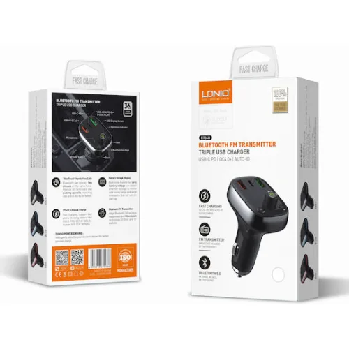 Ldnio Fm Transmitter & Φορτιστής C704q Usb-c/2x Usb 36w Bluetooth Μαύρο 5210131159965