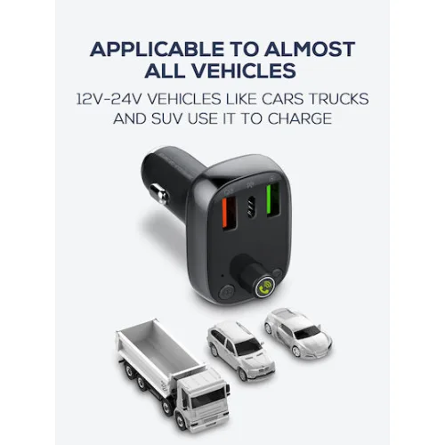 Ldnio Fm Transmitter & Φορτιστής C704q Usb-c/2x Usb 36w Bluetooth Μαύρο 5210131159965