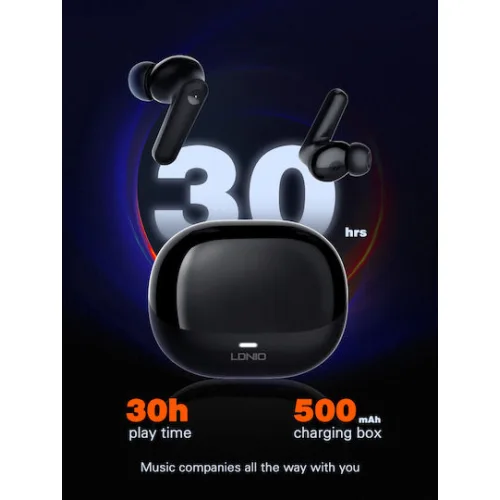 Ldnio T05 In-ear Bluetooth Handsfree Ακουστικά με Θήκη Φόρτισης Μαύρα