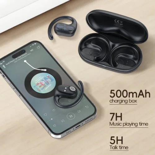 LDNIO earphones με θήκη φόρτισης T07, OWS Bone Conduction, 15mm, 60/500mAh, μαύρα