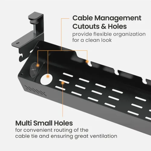 Brateck Cable Management Γραφείου Cc11-22-2 Μεταλλικό 894x167x196mm Μαύρο