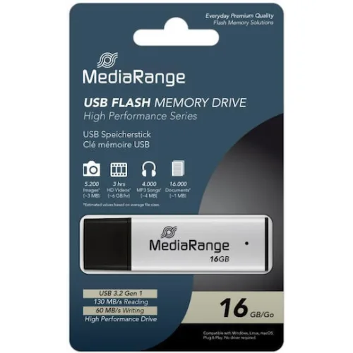 MediaRange 16GB USB 3.0 Stick Ασημί