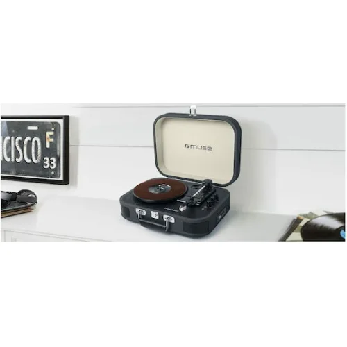 Muse MT-201 MT-201DG Βαλιτσάκι Πικάπ με Προενίσχυση και Ενσωματωμένα Ηχεία Μαύρο
