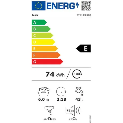 Tesla Πλυντήριο Ρούχων 6kg 1000 Στροφών WF61031KGR