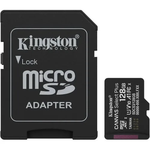 Kingston Canvas Select Plus microSDHC 128GB U1 V10 A1 UHS-I 150MB/s με αντάπτορα