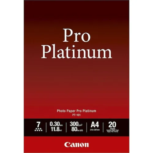 Canon PT-101 Φωτογραφικό Χαρτί Pro Platinum A4 (21x30) 300gr/m² για Εκτυπωτές Inkjet 20 ΦύλλαΚωδικός: 2768B016