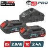 Bormann Pro Σετ 2 Μπαταριών Εργαλείου 20V Χωρητικότητας 2Ah με Φορτιστή Starter KitΚωδικός: 083511