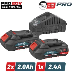 Bormann Pro Σετ 2 Μπαταριών Εργαλείου 20V Χωρητικότητας 2Ah με Φορτιστή Starter KitΚωδικός: 083511